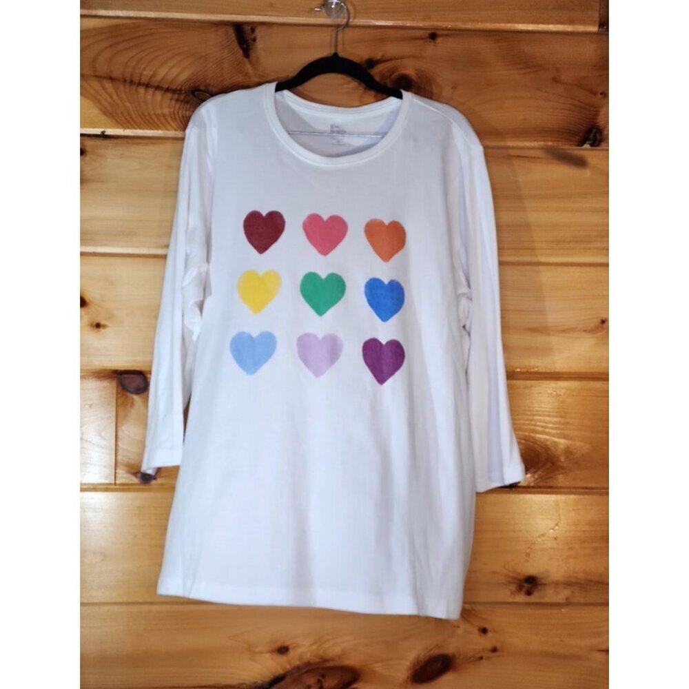 Kim Rogers Plus Size 2X 100% Cotton Perfect Soft Tee, Wrinkle Free White,